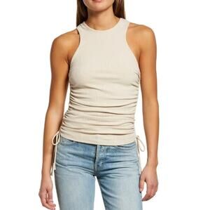 New ~ WAYF ~ Jayce Ruched Racer Tank Top Size L